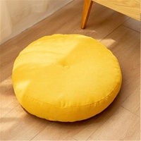 SWECOMZE Tatami Sitzkissen Rund Verdicken Gemütlich Bodenkissen Kissen für Wohnzimmer Garten Esszimmer Home Deko (Gelb,Durchmesser 42cm)