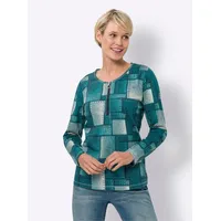 Sieh an! Langarm-Shirt in aquapetrol-salbei-bedruckt | Gr.: 40