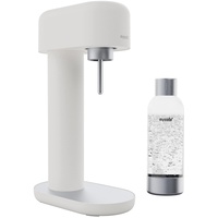Mysoda: Ruby 2 Wassersprudler aus Aluminium (ohne CO2-Zylinder) mit 1L Premium Wasserflasche - Weiß-Silber
