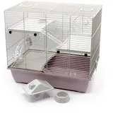 ZooPaul Nagerkäfig Hamsterkäfig Deluxe Pastel in grau pink inkl. Zubehör für Kleintiere Nager Hamster usw.