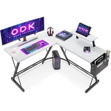 ODK Gaming Schreibtisch Eckschreibtisch L-Form Weiß 127x127