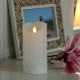 MARELIDA LED Kerze mit beweglicher Flamme Echtwachs Rustik-Optik H: 15cm Timer weiß