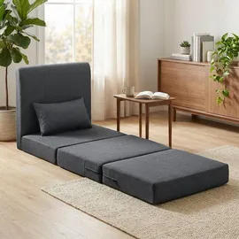 Homcom Schlafsessel 75 x 74 x 80 cm Dunkelgrau mit Kissen