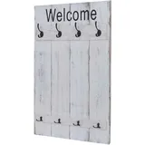 Mendler Wandgarderobe HWC-C89 Welcome, Garderobe Garderobenpaneel, Shabby-Look Vintage, 91x60cm weiß, shabby
