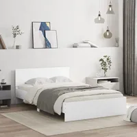 vidaXL Bettgestell, Bettrahmen mit Lattenrost, Bett Gästebett mit Kopfteil, Doppelbett Schlafzimmerbett Schlafzimmermöbel, Weiß 160x200cm