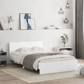vidaXL Bettgestell, Bettrahmen mit Lattenrost, Bett Gästebett mit Kopfteil, Doppelbett Schlafzimmerbett Schlafzimmermöbel, Weiß 160x200cm