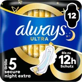 Always Ultra Binden Damen Gr. 4, Secure Night Extra (7 Damenbinden mit Flügeln) dünn und super saugfähig, geruchsneutralisierend und Auslaufschutz