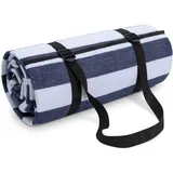 Paco Home Picknickdecke Campingdecke XXL Strand Picknickdecke Wasserdicht Mit Tragegriff Leicht Kompakt Tragbar Isoliert, Farbe:Blau-Weiß 3, Größe:200x300cm