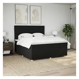 vidaXL Boxspringbett mit Matratze Schwarz 180x200 cm Stoff