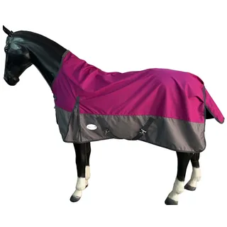 eQuitack Your Passion Is Our Mission Regendecke Winterdecke Turnout 100% Wasserdicht 600D mit Fleece Highneck Multi Farbe Raspberry/Grau - 165cm