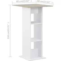 vidaXL Bartisch 60 x 60 x 110 cm Weiß und Beton