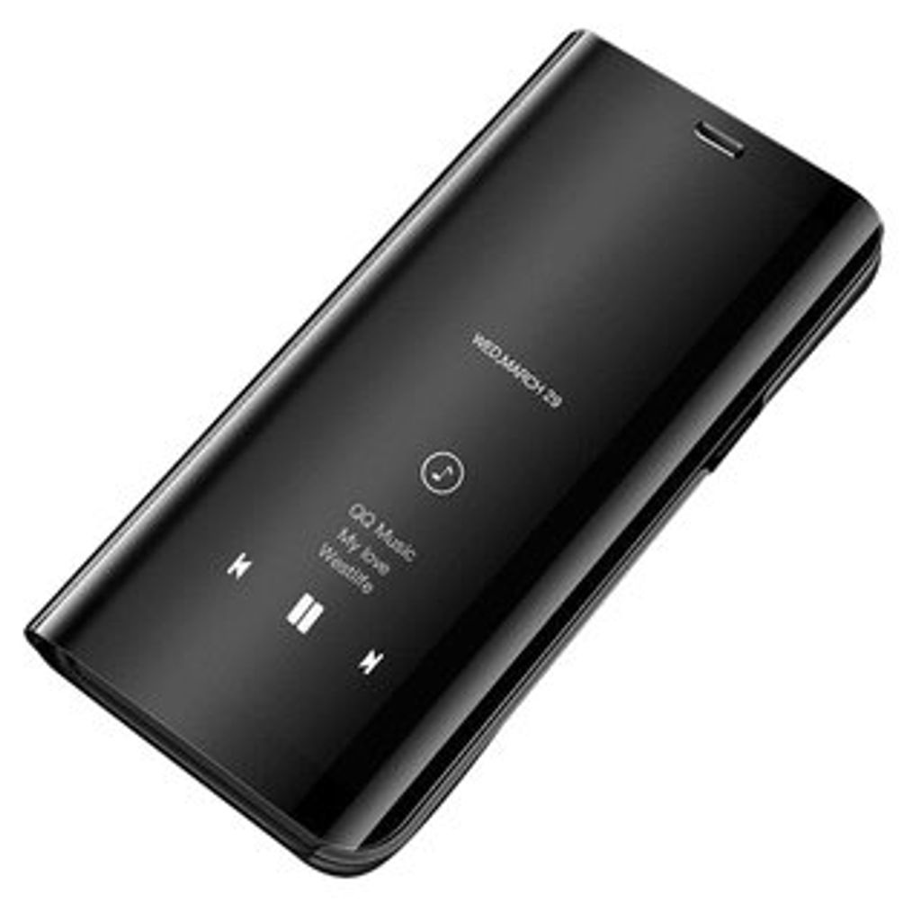 cofi1453® Smart View Spiegel Mirror Smart Cover Schale Etui kompatibel mit Samsung Galaxy A20e (A202F) Schutzhülle Tasche Case Schutz Clear Schwarz