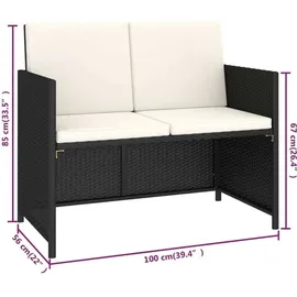 vidaXL Garten-Essgruppe mit Auflagen Polyrattan 6-tlg. schwarz