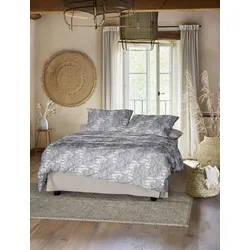 Bettwäsche IRISETTE "Lotus 8569", grau, B/L: 155cm x 220cm, , Satin, B/L: 80cm x 80cm, Satin, Obermaterial: 100% Baumwolle, Bettwäsche, atmungsaktiv