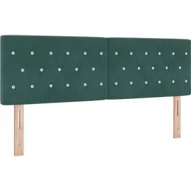 vidaXL LED Boxspringbett mit Matratze Dunkelgrün 140 x 190 cm Samt
