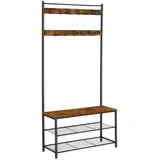 VASAGLE Garderobenständer 32 x 175 x 85 cm vintagebraun-schwarz / schwarz matt