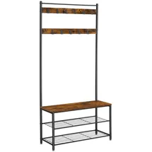 VASAGLE Garderobenständer 32 x 175 x 85 cm vintagebraun-schwarz / schwarz matt