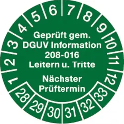 Dreifke® Prüfplakette ab 28 Geprüft gem. DGUV Information 208-01 - 30 mm Folie selbstklebend, 10 St