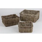 Buri Weidenkorb Aufbewahrungskorb geflochten 37 x 31 x 17 cm braun