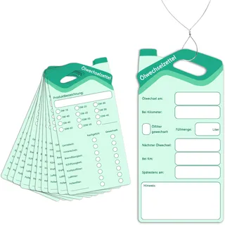 Yezirzax 100 Stück Ölwechsel anhänger, 6x12cm Ölwechselzettel, Öl schilder Ölwechsel schilder Auto Ölwechsel Anhänger mit draht Kundendienst Anhänger Serviceanhänger
