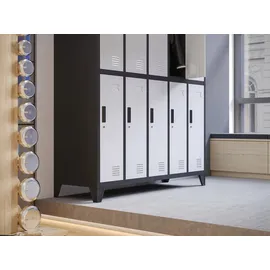 Jan Nowak Schließfachschrank Metall 136 x 45 x 172 cm Anthrazit/Weiß