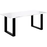 altdecor Esstisch, Weiß Hochglanz, Rechteckig,Rechteckig, U-Form, 90x75x160 cm, Esszimmer, Tische, Esstische