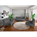 Home Affaire Polstergarnitur HOME AFFAIRE "Drago elegant und zeitlos, komfortabel, moderne Formensprache", grau (anthrazit), H:81cm T:90cm, 100% Polyester, Sitzmöbel-Sets, Set 3-2-1, bequem, verschiedene Stoffe, inkl. 2 Zierkissen