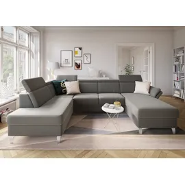 sit&more Wohnlandschaft SIT & MORE "Vincenzo U-Form", grau, B:317cm H:84cm T:93cm, Sofas, Wohnlandschaft, inklusive Kopfteilverstellung, wahlweise mit Bettfunktion, Bettkasten
