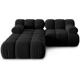 micadoni Sofa Bellis, modular 3-Sitzer mit flachem Modul schwarz