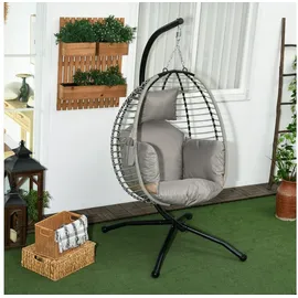 Outsunny Hängesessel oval Grau 1-Sitzer mit Gestell