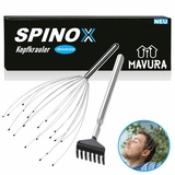 MAVURA Massagegerät SPINOX Kopfmassagegerät Kopfkrauler Spinne Kopfmassage, Kopf Massage Kopfkralle Krauler, + Gratis Rückenkratzer [2teilig] [DAS ORIGINAL] schwarz