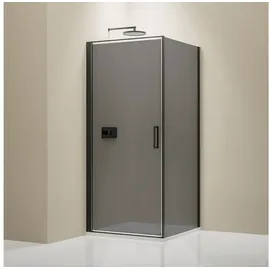 Bernstein Eckdusche mit Drehtür rechts 80 x 100 cm Schwarz/Grau Sicherheitsglas NT416