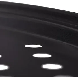 Relaxdays 10 x Pizzablech, rund, gelocht, antihaft, Pizza & Flammkuchen, Carbonstahl, Knusperblech, ∅ 32 cm, Pizzabackblech, grau