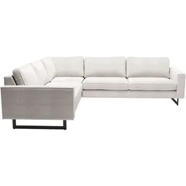 PLACES OF STYLE Ecksofa »Pinto, XXL, 250/290 cm, langer Schenkel, Ottomane«, Cord, Chenille, Lederoptik, mit Keder, Metallfüße, Wellenunterfederung