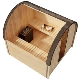 FinnTherm Fasssauna ScandiPod Comfort, Fasssauna 2 Sitzbänke aus Holz - Sauna mit 42 mm Wandstärke, Außensauna Mit Montagematerial - FinnTherm
