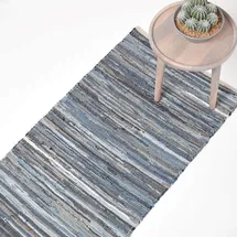 Homescapes FLICKENTEPPICH-LÄUFER aus Recycling-Denim 66/200 cm,