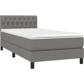 vidaXL Boxspringbett mit Matratze & LED Dunkelgrau 90x200 cm Stoff