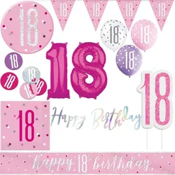 18. Geburtstag Deko pink silber Party Dekoration Set Frau Geburtstagsdeko Jubiläum