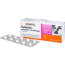 Ratiopharm CETIRIZIN-ratiopharm bei Allergien 10 mg Filmtabl. 50 St.