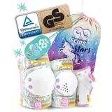 99flips Protektoren Schoner Set Kinder 3-12 mit GS - Knieschoner Skaten Inliner Schützer grau S/M