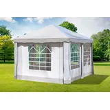 Gartenpavillon 3x4m PVC Polyester Braun Partyzelt Wasserdicht Fenster Festzelt