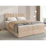 bromarkt Boxspringbett mit Bettkasten, Polsterbett, Bett Beige Kronos 35, 180 x 200 cm) - Beige