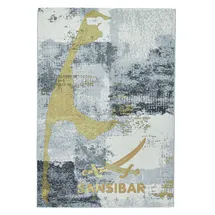 Sansibar Teppich SANSIBAR "Rantum Beach SA-028", bunt (grau multi), B:130cm H:3mm L:190cm, Polypropylen, Teppiche, Teppich, Flachgewebe, modernes Design, Motiv Sylt, In- und Outdoor geeignet