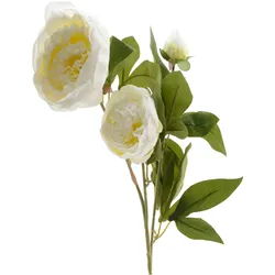Pfingstrose mit 2 Blüten und Knospe am Stiel Kunstblume Päonie H: 75cm weiß