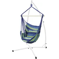 ECD Germany Hängesessel Blau/Grün mit Gestell Weiß 208 cm,