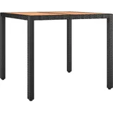 vidaXL Gartentisch mit Holzplatte Schwarz Poly Rattan & Akazienholz