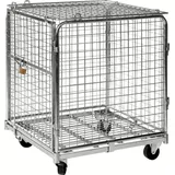 Kongamek Sicherheitscontainer 720x830x1000mm verzinkt mit Gitterboden, 4 Gitterwänden, Tür und Bremse