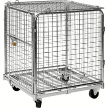 Kongamek Sicherheitscontainer 720x830x1000mm verzinkt mit Gitterboden, 4 Gitterwänden, Tür und Bremse