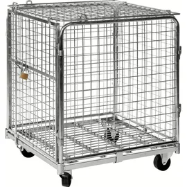 Kongamek Sicherheitscontainer 720x830x1000mm verzinkt mit Gitterboden, 4 Gitterwänden, Tür und Bremse