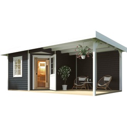 weka Sauna Salo, BxTxH: 646 x 338 x 237 cm, 68 mm, (Set) 7,5 kW-Ofen mit digitaler Steuerung beige